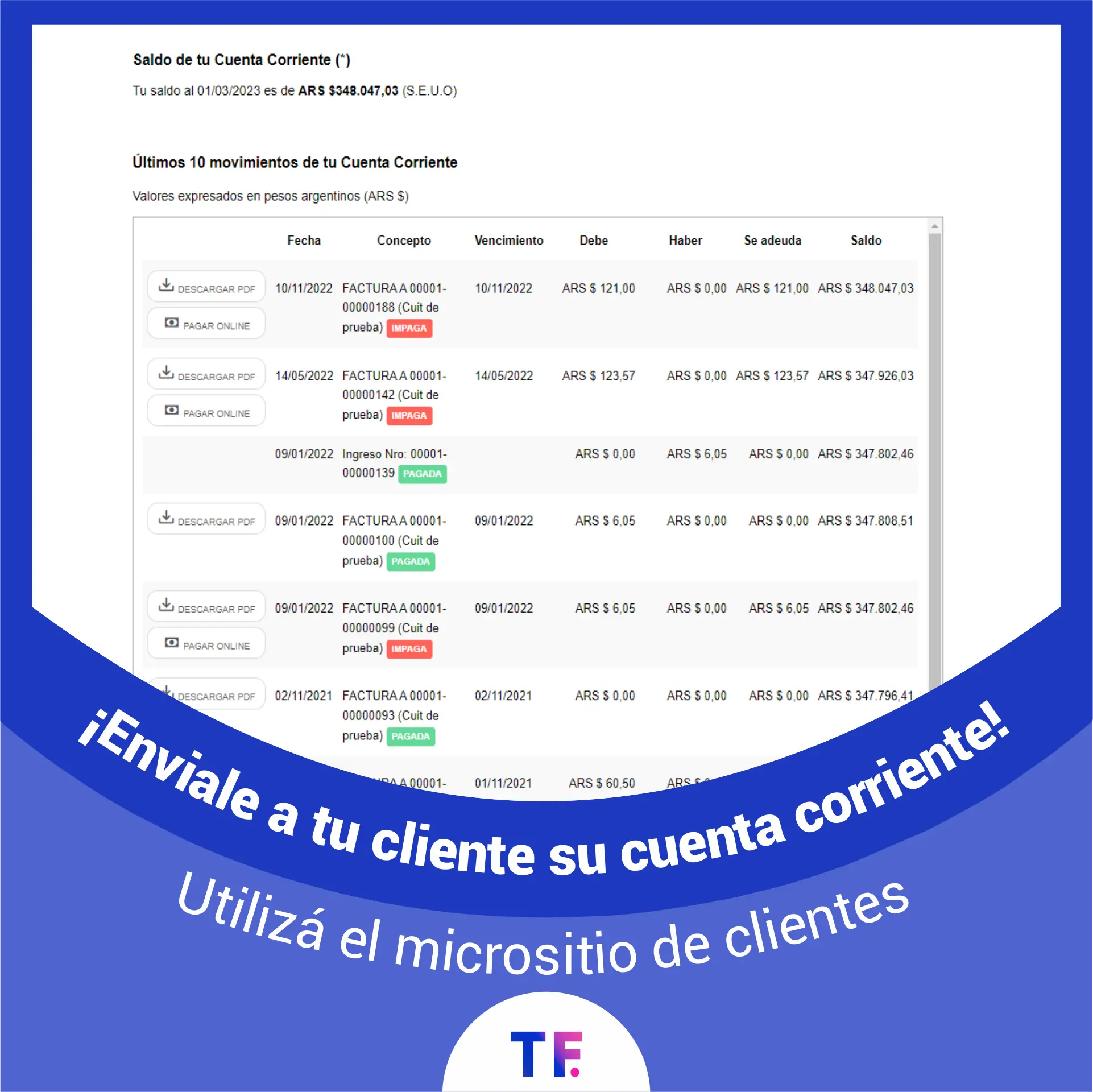 TusFacturasAPP: Software de gestion y Software de facturacion Argentina. Cuentas corrientes