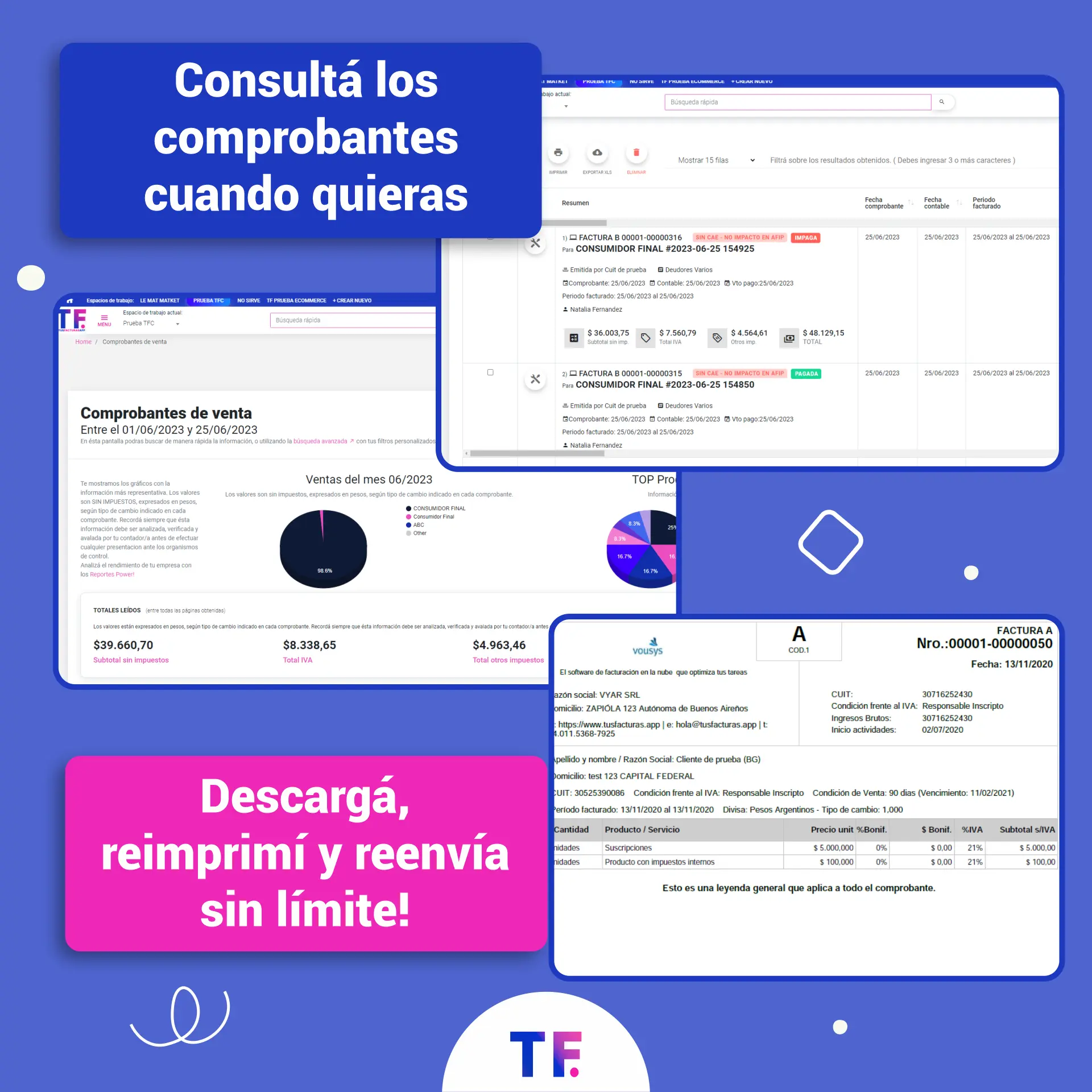 TusFacturasAPP: Software de gestion y Software de facturacion Argentina. TusFacturasAPP: Consultá, descargá, re-imprimi y reenvía sin límite