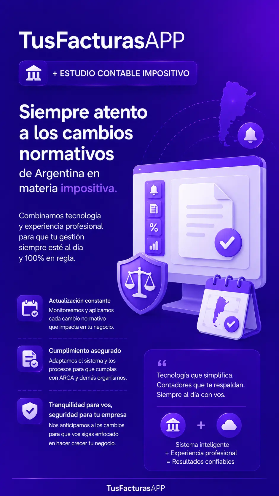 TusFacturasAPP - Respaldado por un estudio contable impositivo: siempre actualizado ante cada cambio de ARCA